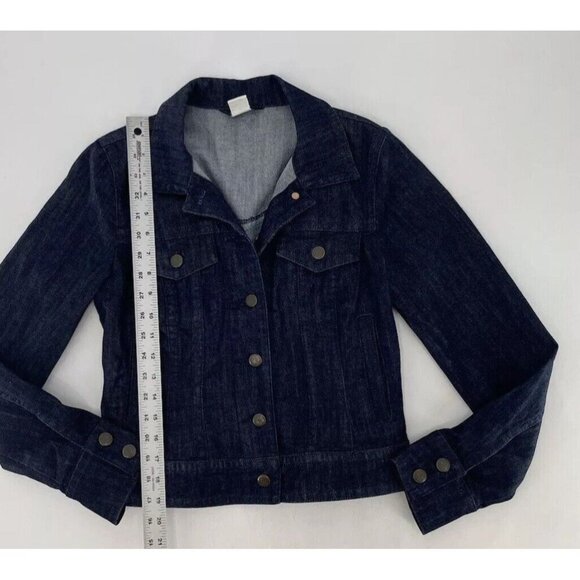 J.Crew Women’s Button Down Dark Wash Blue Classic Denim Jacket Size XS Preppy - Picture 8 of 9